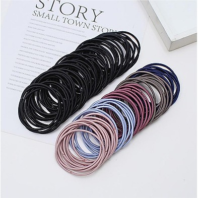 Bộ Dây Thun Cột Tóc Trơn Bọc (Chọn Mua Set 100 Cọng Có Túi Zip)