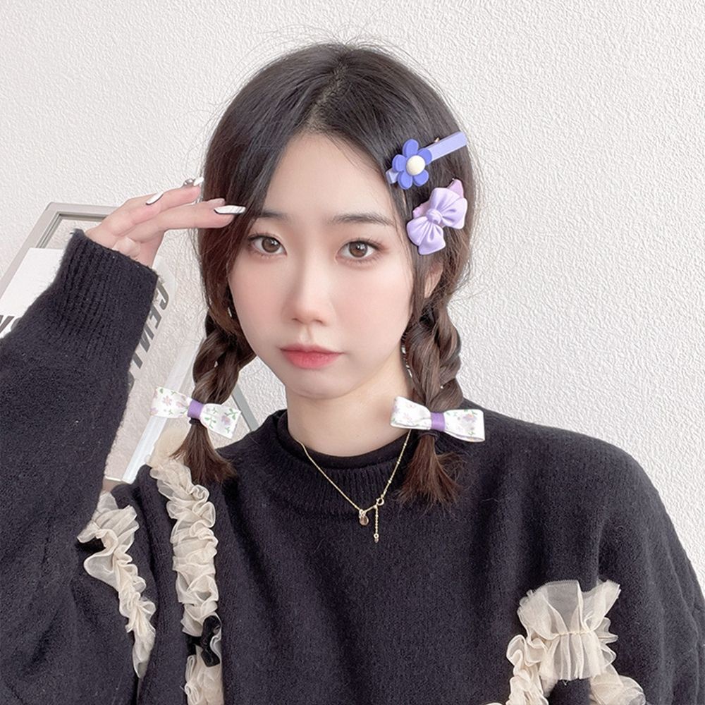 Dây buộc tóc hình nơ/hoa/trái tim màu tím dễ thương phong cách Hàn Quốc thời trang mùa xuân cho nữ TAYLOR1