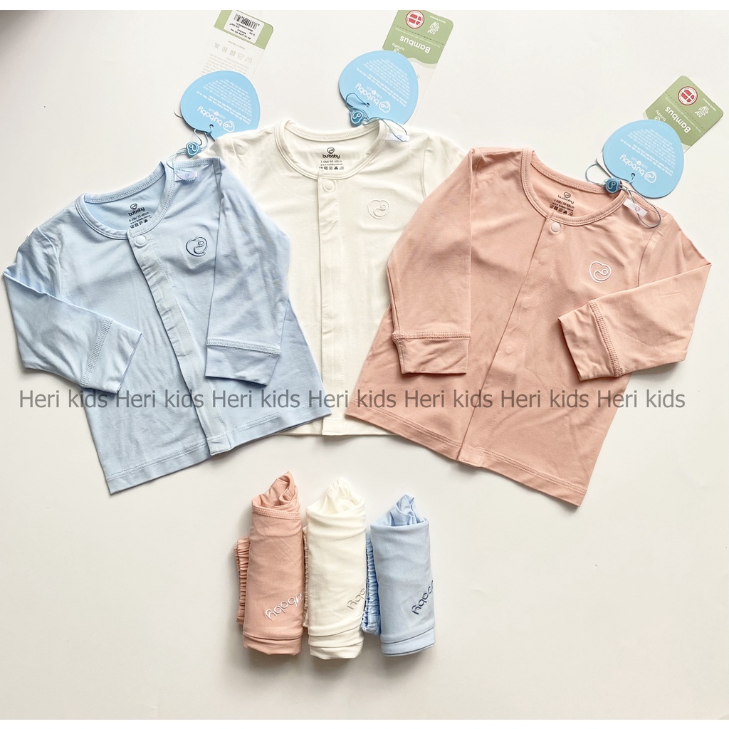 Bộ dài tay sơ sinh cài cúc sợi tre BU 0m - 9m