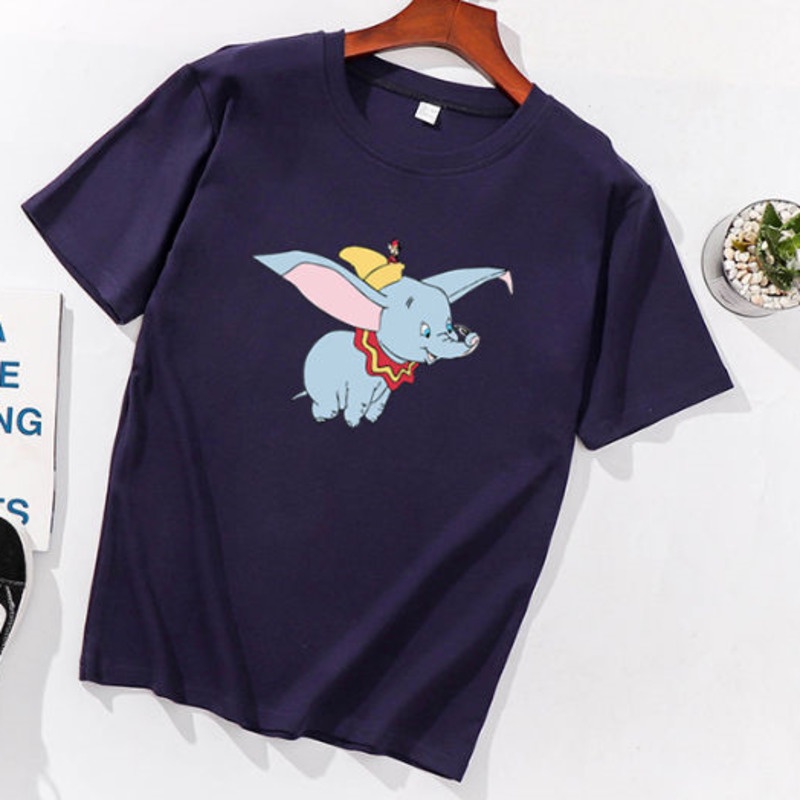 Áo thun tay ngắn cổ tròn in hoạt hình Dumbo thời trang mùa hè 2020 cho nữ