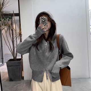 Áo khoác cadigan có mũ len dệt kim Quảng Châu, áo len nữ cá tính dễ phối đồ xinh xỉu