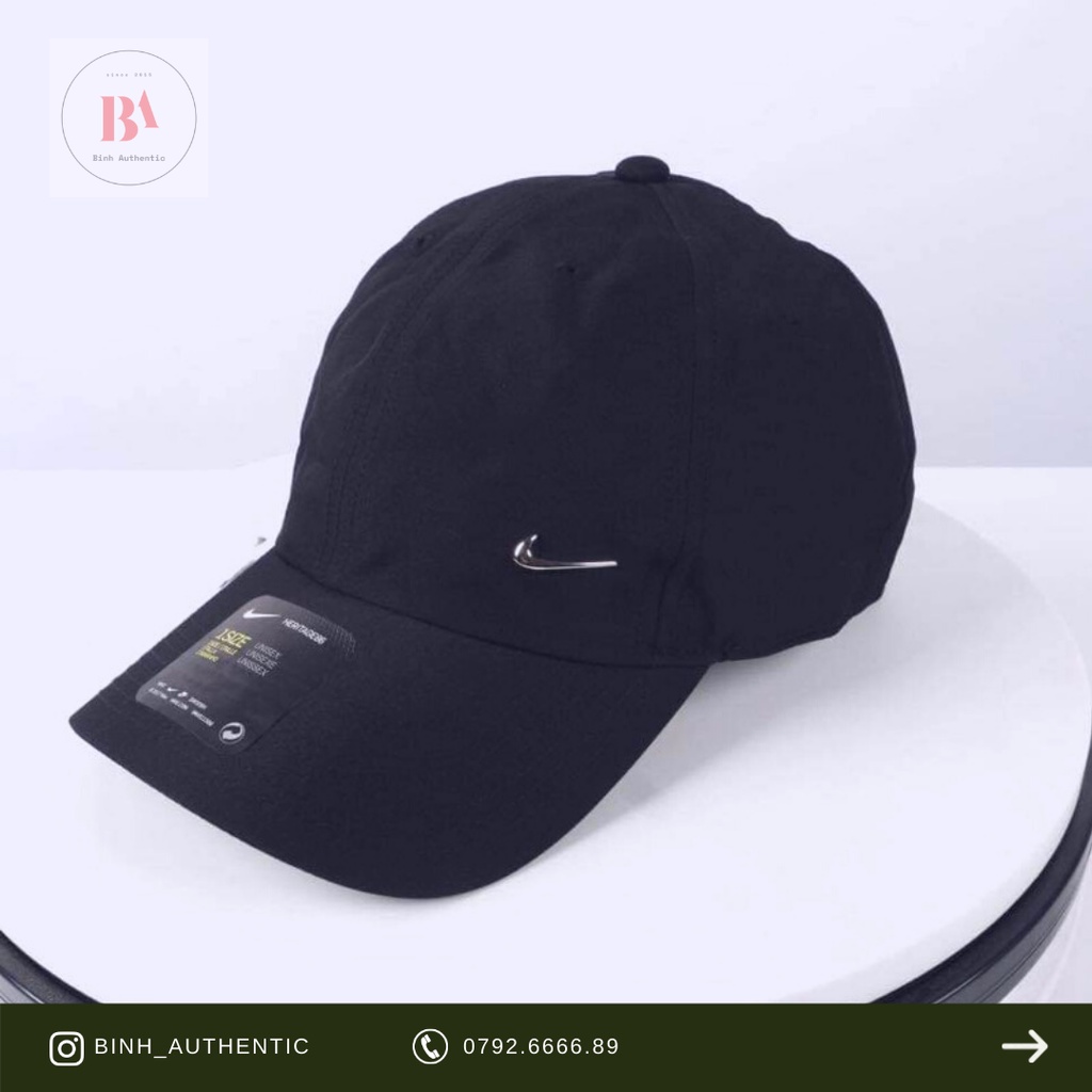 CHÍNH HÃNG Nón Nike Đen Metal Swoosh