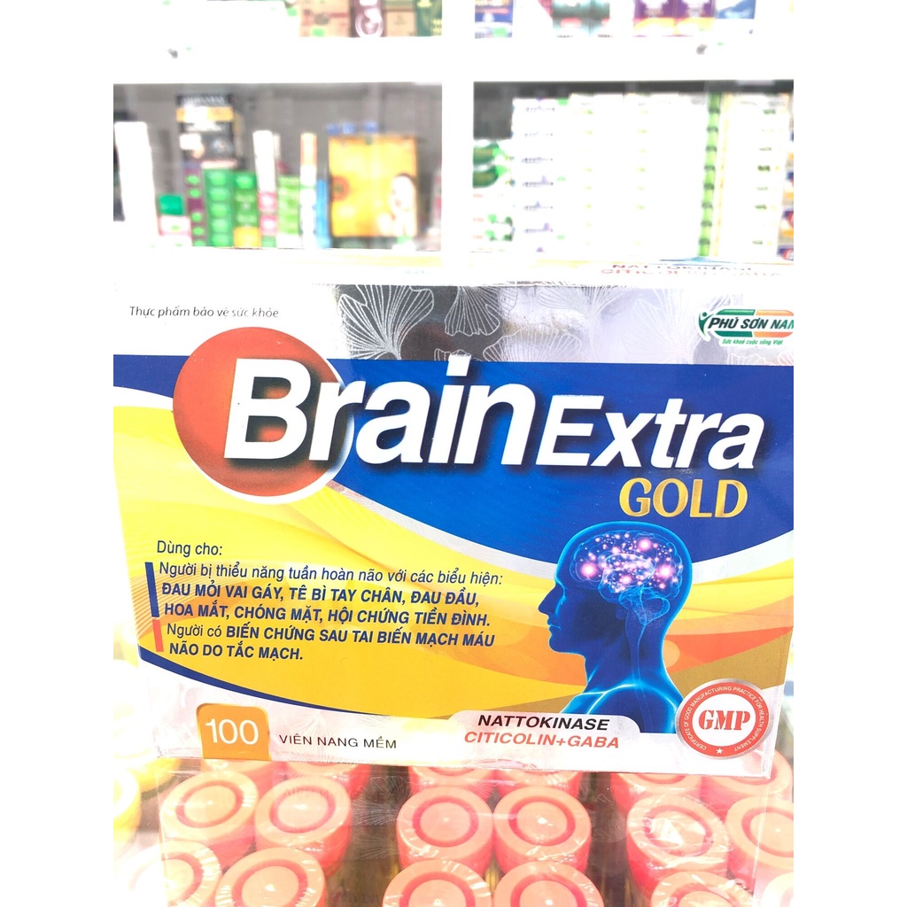 Hoạt huyết dưỡng não brain extra gold Giảm đau đầu, chống mặt, rối loạn tiền đình
