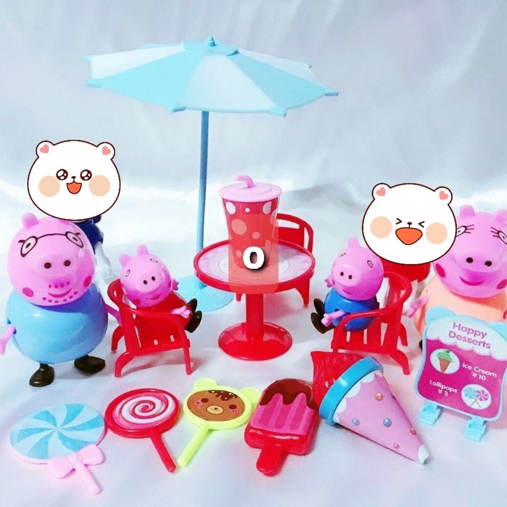 Đồ chơi gia đình peppa kèm xe kem