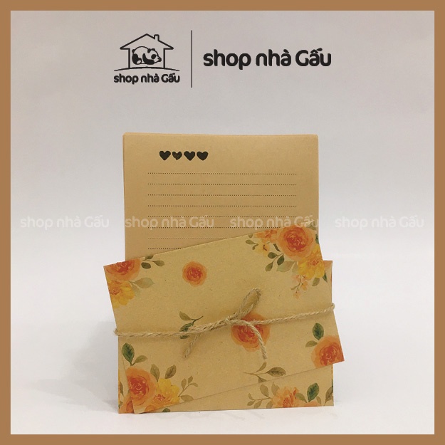 Combo 5 Bì Thư Hoa Giấy Karft Phong Cách Vintage Hàng Loại 1 Chất Lượng Cao - Shop Nhà Gấu