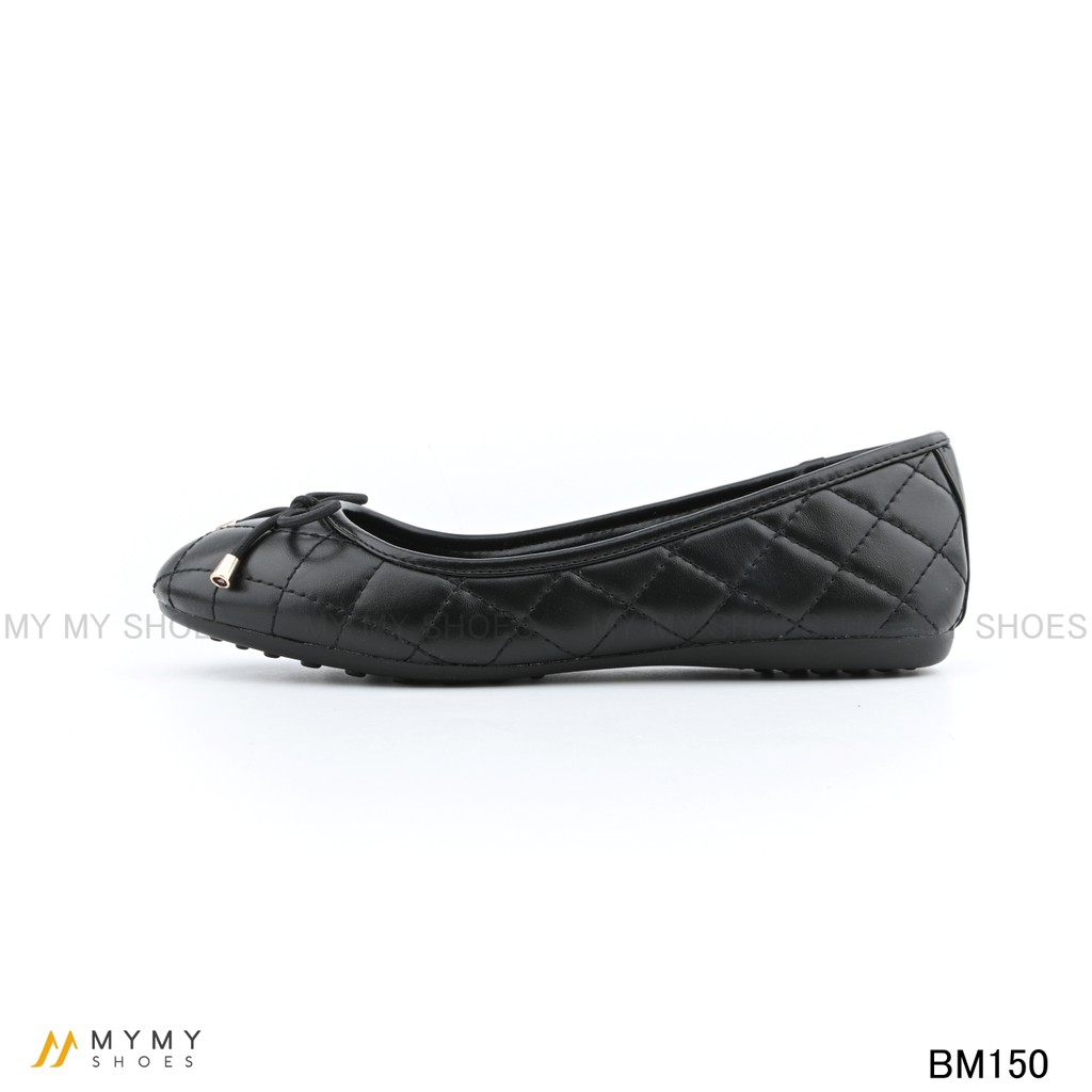 BM150 Giầy bệt da lì trần chỉ nơ chuông mymyshoes | BigBuy360 - bigbuy360.vn