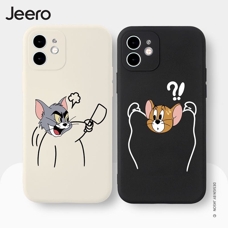 Ốp điện thoại JEERO chống bẩn hoạt hình cặp đôi dễ thương đẹp Cho iPhone 14 13 12 11 Pro Max SE 2020 X XR XS ip 8 7 6 6S Plus kute HFE500