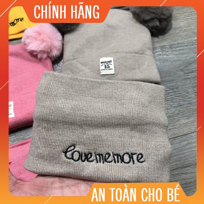 [Si-Le] Bộ khăn + mũ len 2 quả bông cho bé MS02