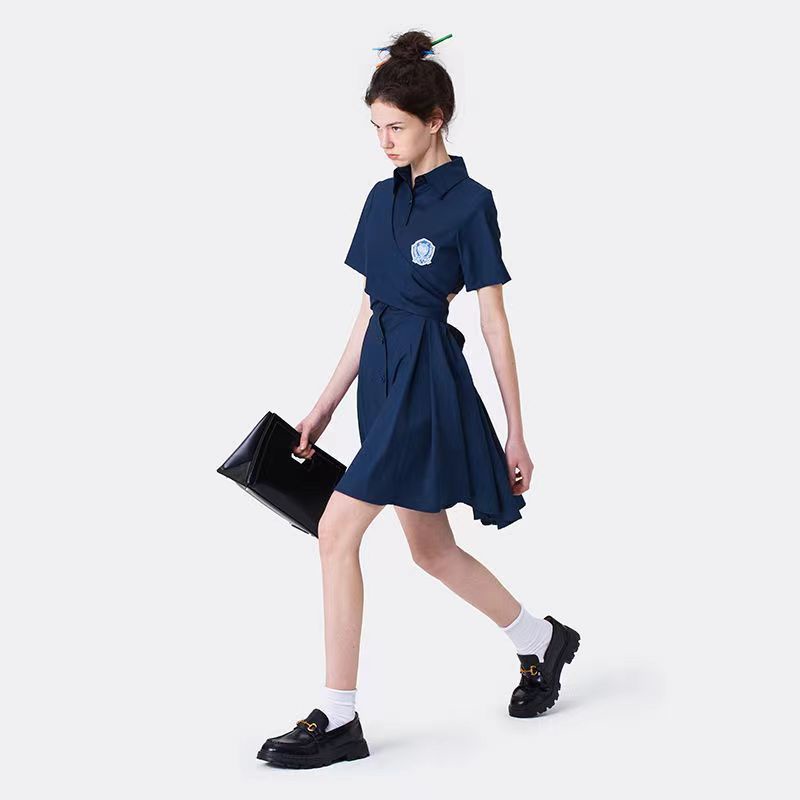 Đầm Cổ polo Cột Dây Eo Thời Trang Mùa Hè Xinh Xắn Cho Nữ