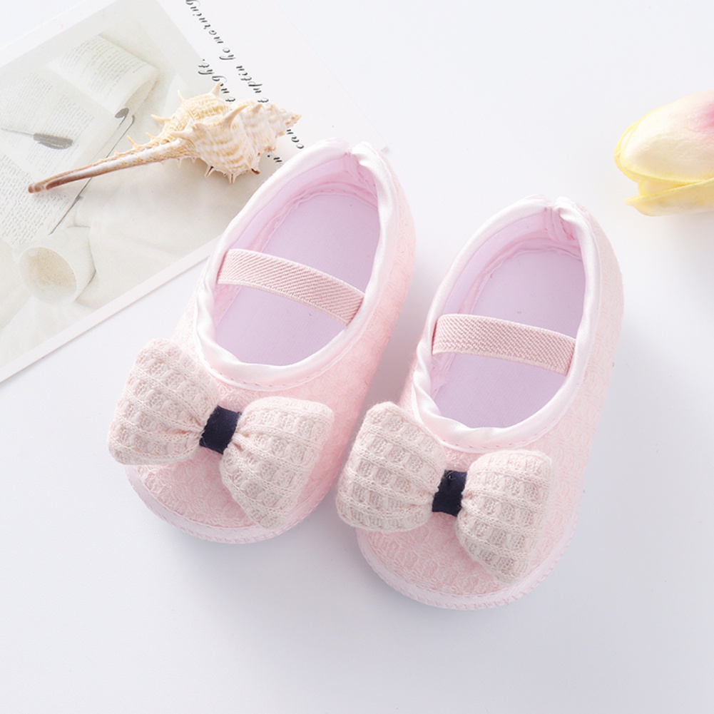 Giày Búp Bê Đế Mềm Chống Trượt Đính Nơ Xinh Xắn Cho Bé Gái 0-12 Tháng Tuổi