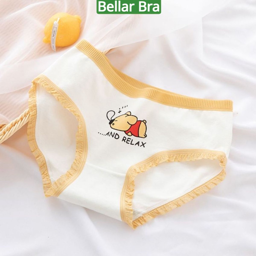 Quần lót nữ cotton,Quần lót ren thấm hút mồ hôi kháng khuẩn khử mùi, viền họa tiết cute dễ thương - L0719
