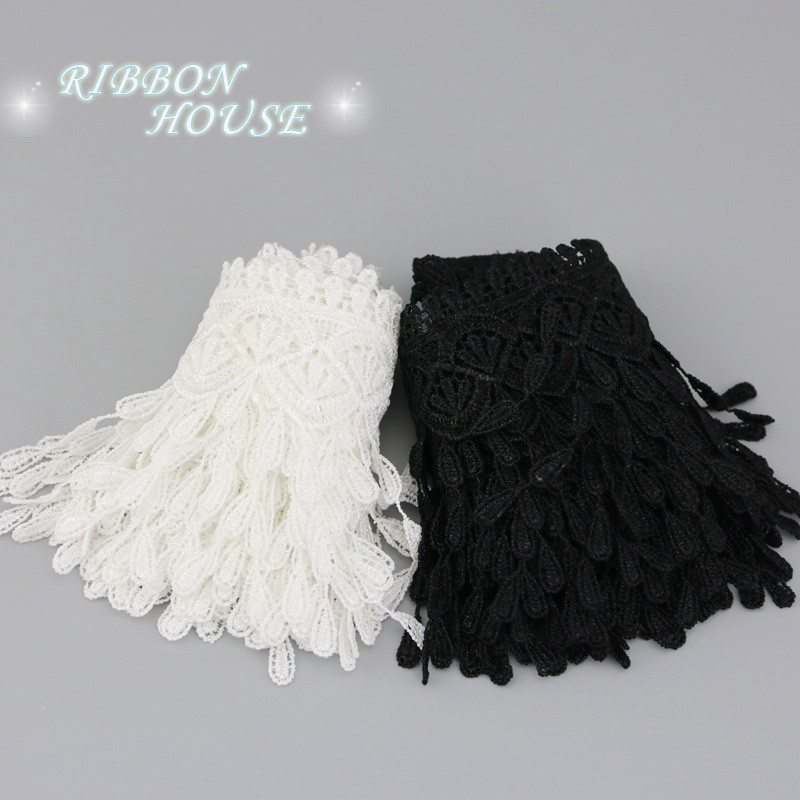 Dây Ruy Băng Ren Trắng Đen 70mm 1 Yard