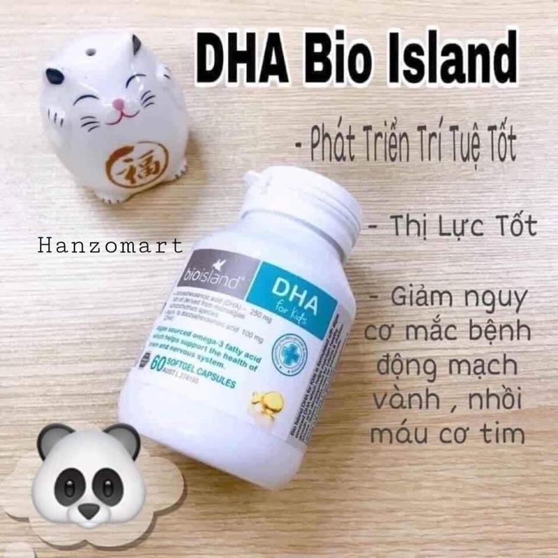 Viên Bổ sung dầu cá DHA cho bé của Úc Bio Island DHA Kids 60 viên
