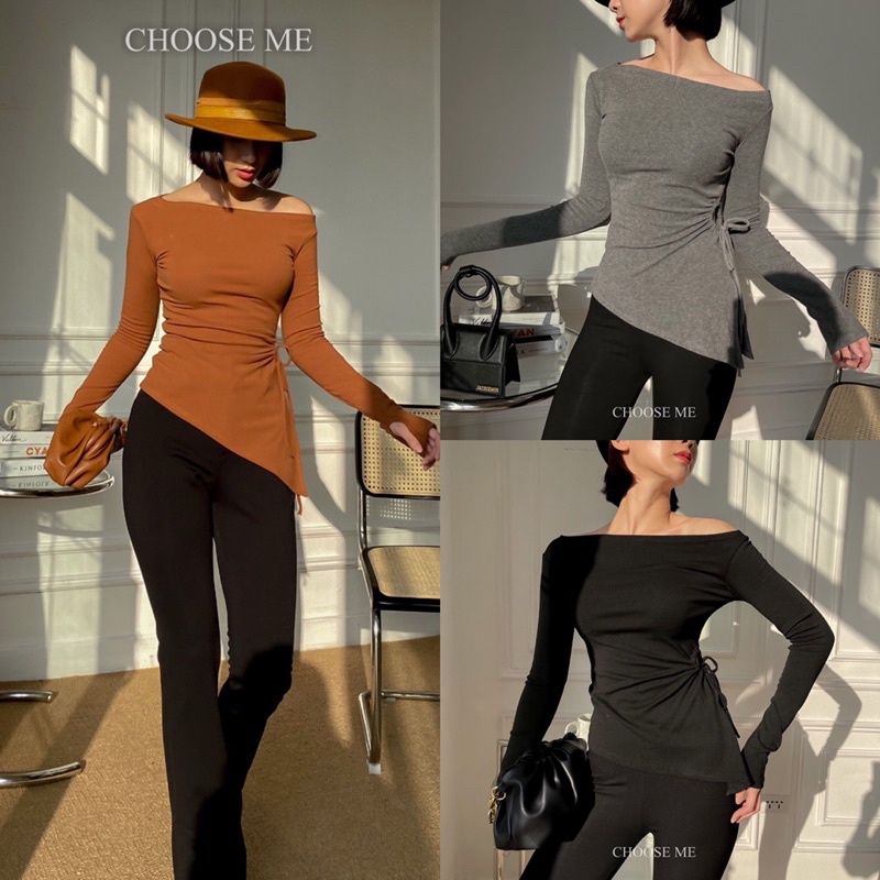 Áo Thun Lệch Vai Nhiều Màu, Áo Vạt Chéo Phong Cách Hàn Quốc - Choose Me KLP