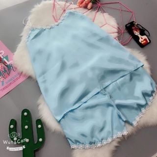 Bộ lụa dây phối ren trắng cao cấp
