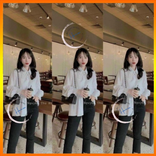 Áo Sơ Mi Nữ Dáng Dài Form Rộng Tay Phồng Bo Chun Cách Điệu Vãi Đũi Lụa Cao Cấp Phong Cách Tiểu Thư Hanva