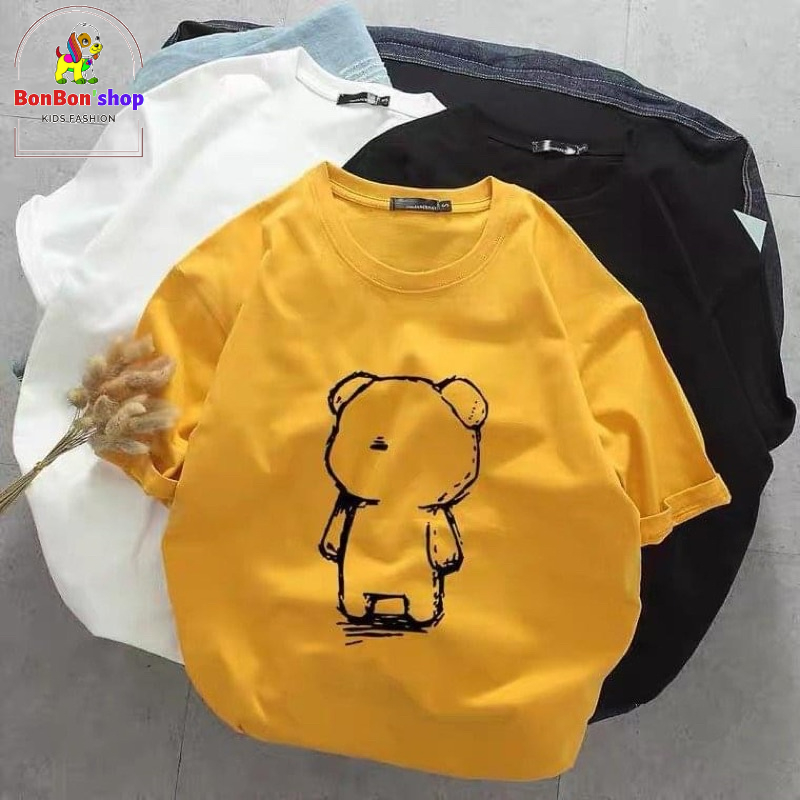 AG01,(video) áo phông nữ size 35-60kg, áo nữ in hình chú gấu cô đơn