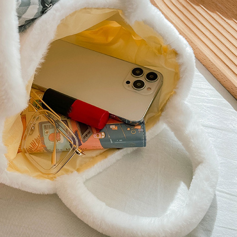 Túi Xách Đeo Vai Hình Búp Bê Hoạt Hình Phủ Lông Nhiều Màu Sắc Dễ Thương Cho Nữ