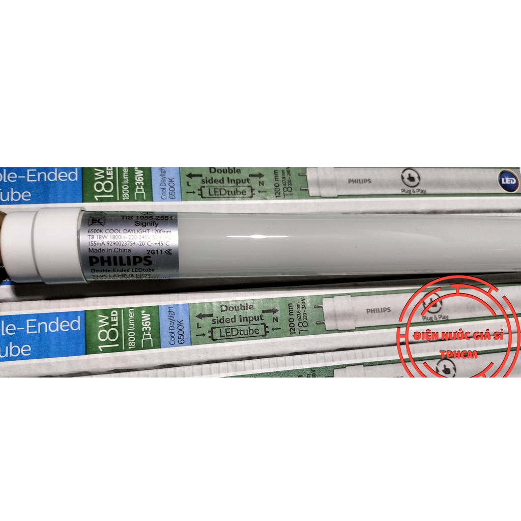 Bộ Máng, Bóng Đèn Led Tuýp PHILIPS 18W 1m2 1,2m màu Trắng