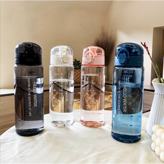 Bình nước thể thao, bình nước hello water  trong suốt 780ml nhựa trong suốt cao cấp hello water -datmoi