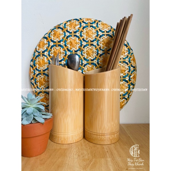 Ống đựng đũa bằng ống tre có lỗ thoát nước Mây Tre Đan Thuỷ Khanh