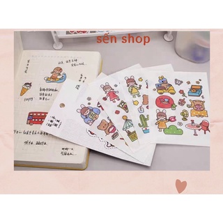 Set 4 tấm sticker/nhãn dán hoạt hình Dễ thương