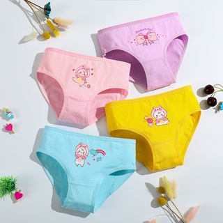 SMY Set 4 quần lót cotton mềm mại thoáng khí in họa tiết hoạt hình đáng yêu chất lượng cao dành cho bé gái 2-12 tuổi