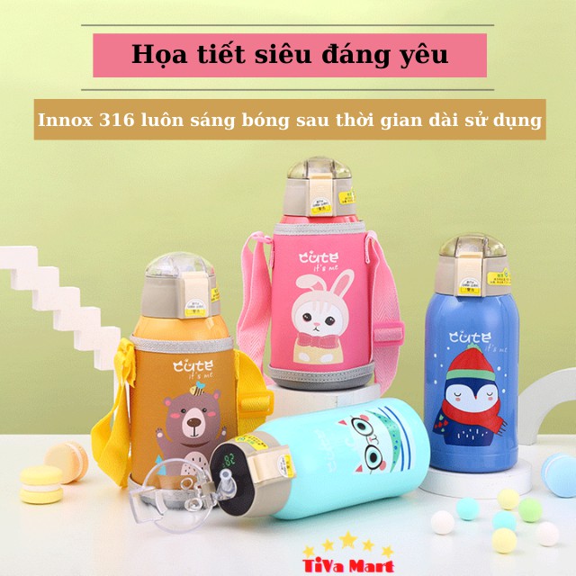 [BẢO HÀNH 12 THÁNG] Bình Giữ Nhiệt Nóng Lạnh Hiển Thị Nhiệt Độ, Có Ống Hút Cho Bé_TiVa Mart