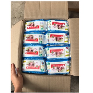 1 thùng khăn ướt Baby Thiên Phúc ( Hồng Phúc) 24 gói. 100 tờ/gói