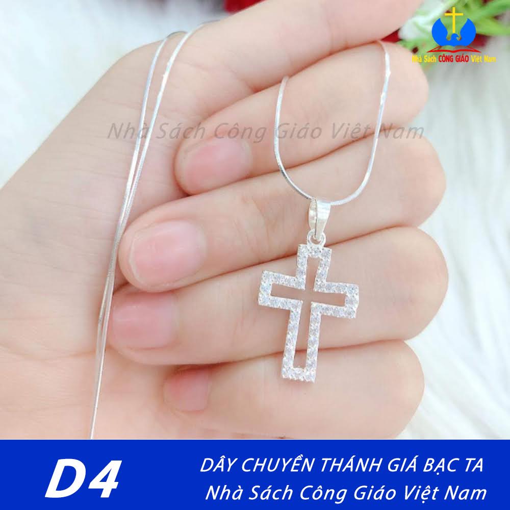 Thánh giá bạc ta - Mặt dây chuyền  D4 cho nam nữ, trẻ em - Quà tặng Công Giáo