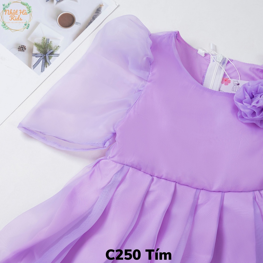 Váy bé gái công chúa C250 size đại từ 12-43kg chất liệu tơ óng tay bồng siêu xinh