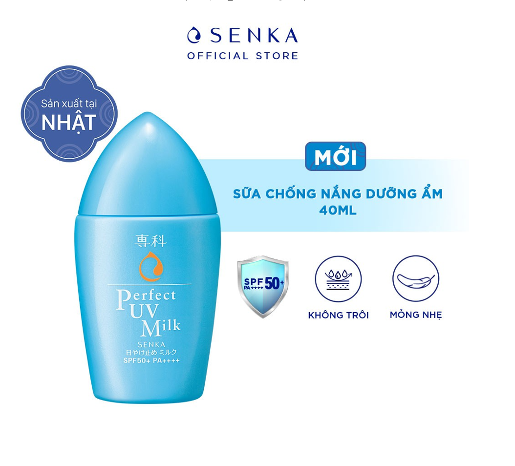 Bộ đôi Sữa chống nắng dưỡng ẩm &amp; Son dưỡng môi cấp ẩm (Senka UV milk 40ml + Senka Perfect Lip Balm 4.5g)