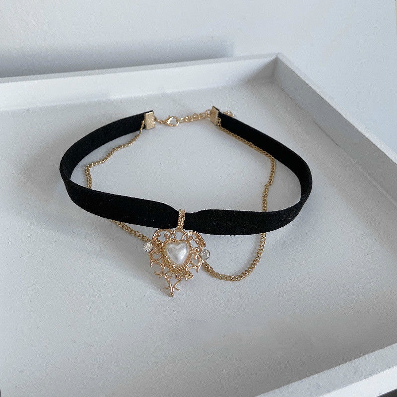 Vòng Cổ choker Vải Nhung Mặt Hình Trái Tim Thời Trang Dành Cho Nữ 22254