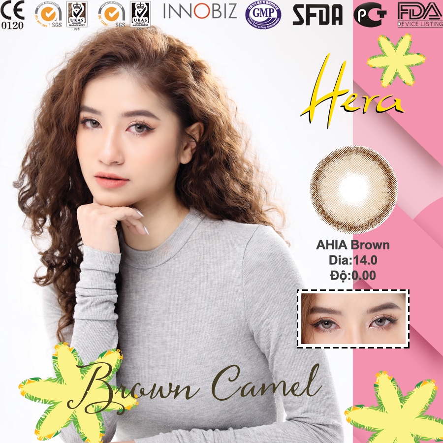 Kính Áp Tròng Hera AHIA Brown Hàn Quốc Lens Nâu Dia 14.0 Có Độ Cận