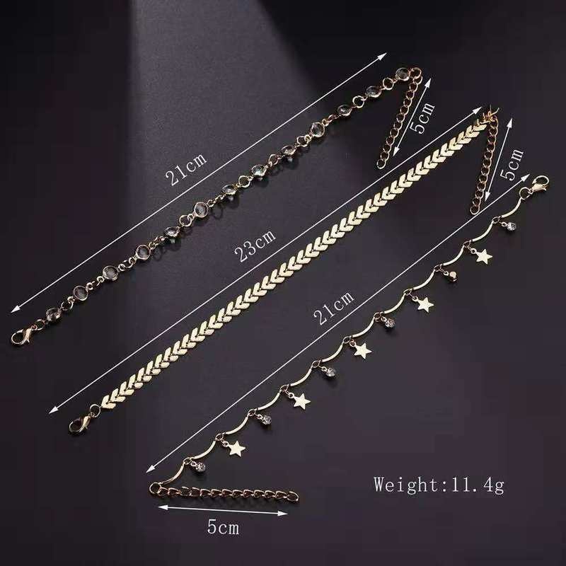 Set 3 lắc chân tạo nhiều lớp thiết kế đơn giản thời trang