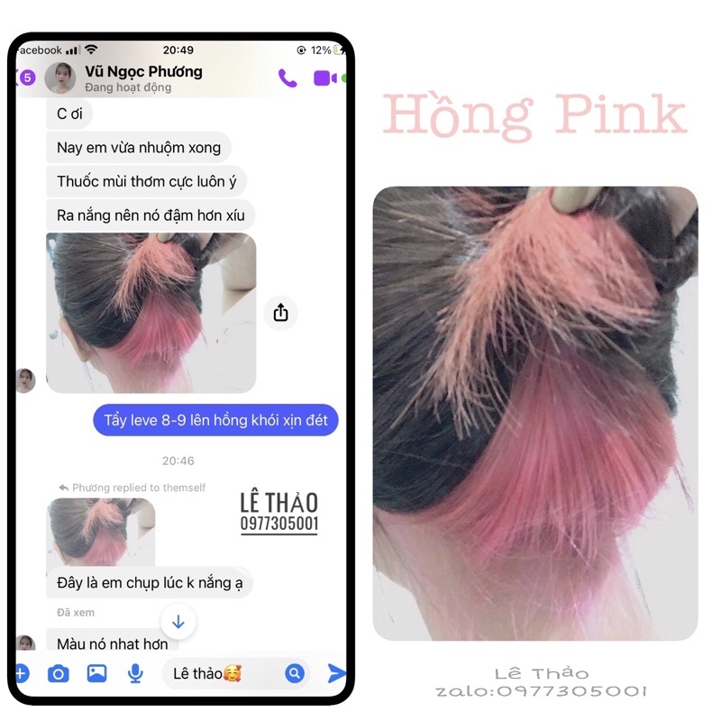 Thuốc nhuộm màu hồng+oxi trợ +gang tay