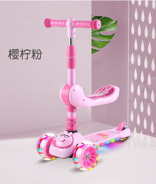 Xe trượt scooter bản cao cấp có ghế ngồi đèn led có nhạc xe chòi chân