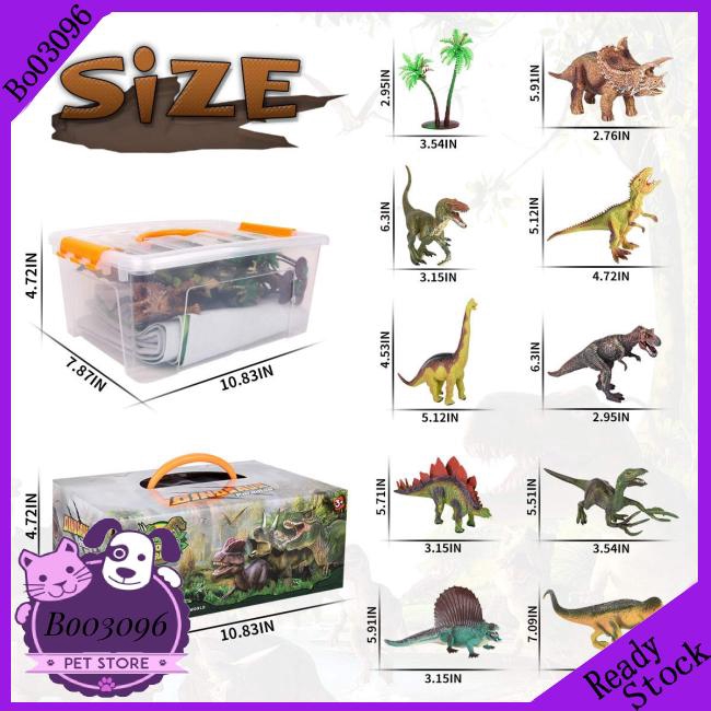 Dinosaur Toys Simulation Figure Activity Play Mat Educational Realistic Dinosaur Playset Adventure Mat with Trees for Creat Animal World Include T-Rex Triceratops for Kids Boys Girls