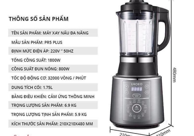 MÁY LÀM SỮA HAT UKOEO PR5 PLUS PHIÊN BẢN TIẾNG VIỆT