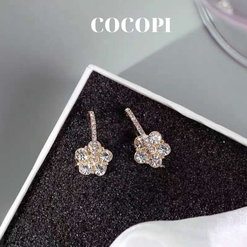 Bông Tai, Khuyên Tai hình hoa đính đá cao cấp phong cách Hàn Quốc COCOPI Accessories - BT043