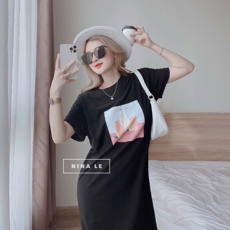 Váy thun dáng rộng in họa tiết xinh xắn cá tính dành cho nữ | BigBuy360 - bigbuy360.vn