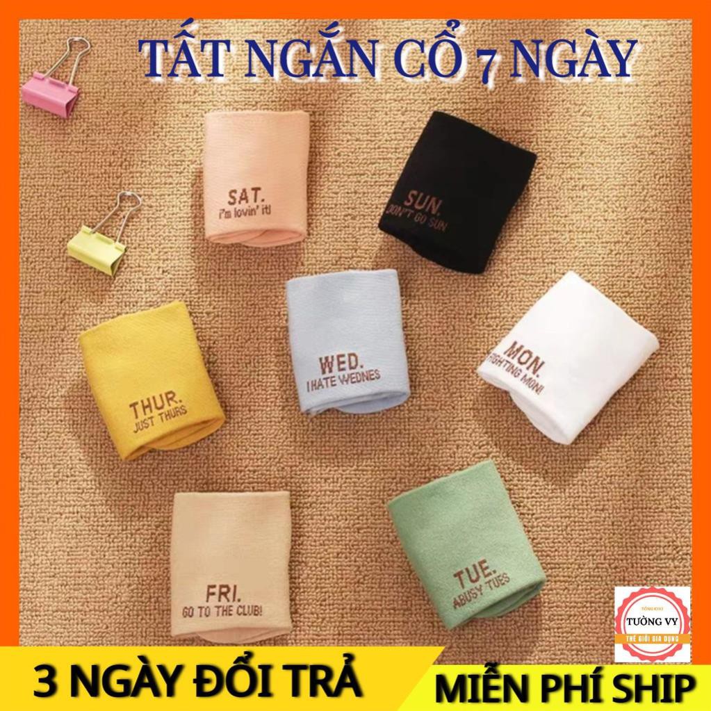 Tất chân ngắn cổ nam nữ in chữ các ngày trong tuần set 7 đôi thay đổi dành cho cả nam nữ