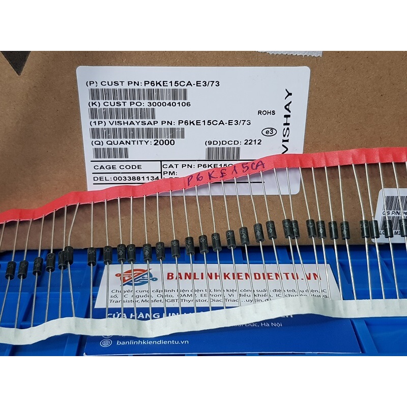 [combo 10 chiếc ] P6KE15CA Diode TVS 600W Điện Áp Bảo Vệ 15V DO-15