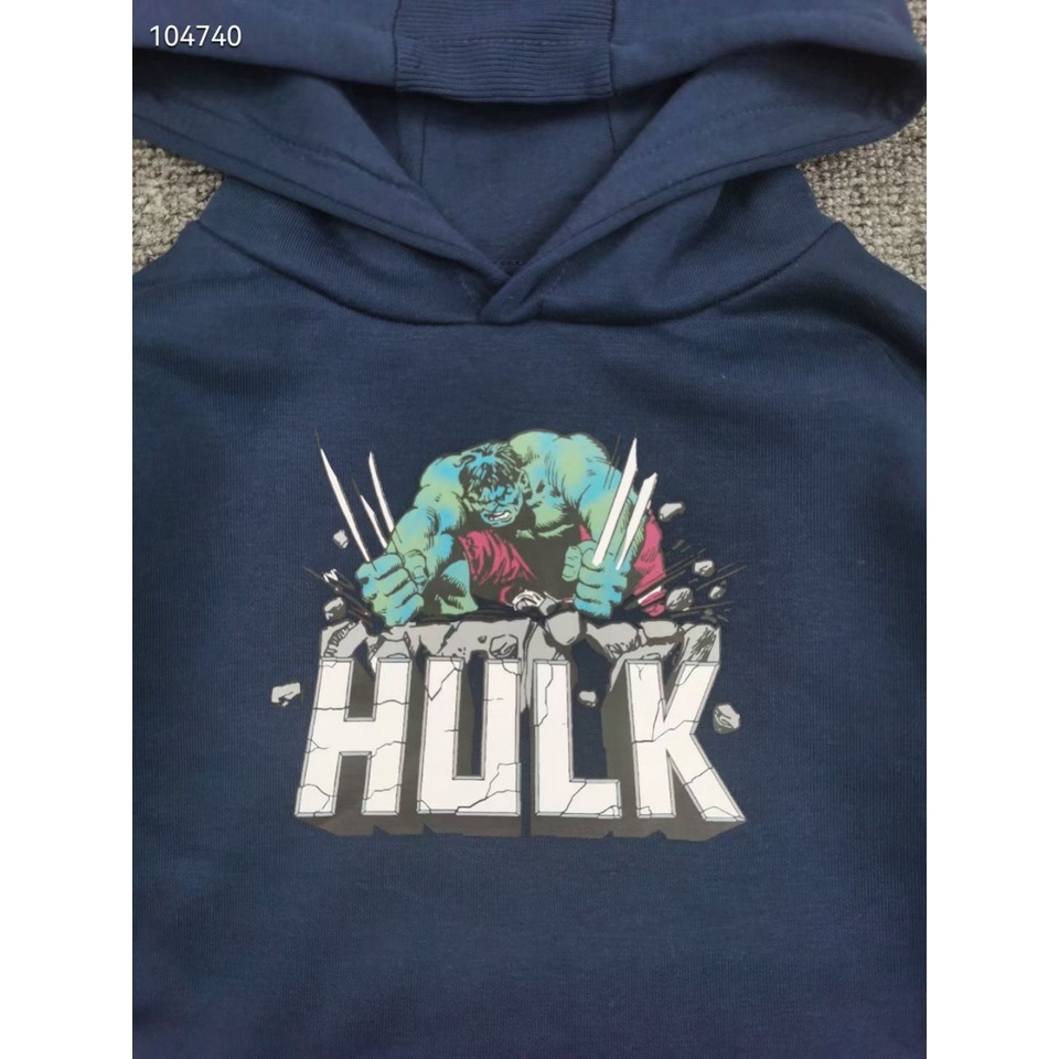 Bộ quần áo nỉ bông hoddie dài tay thu đông có mũ hulk marvel cho bé trai  TQXK xuất dư xịn