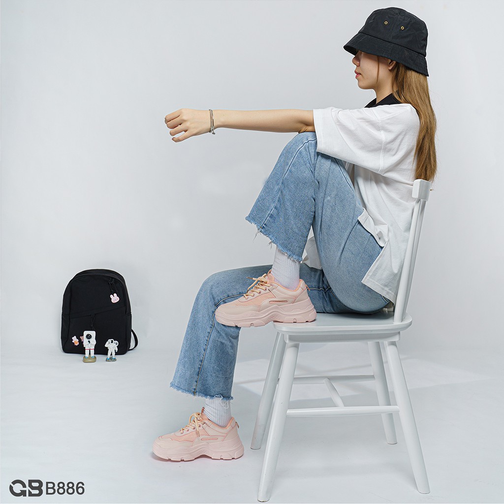 [Mã FAGREEN245 giảm 10% tối đa 30k đơn từ 99k] Giày Thể Thao Nữ giayBOM Đế Cao 3 cm Da Phối Vải B886 | BigBuy360 - bigbuy360.vn