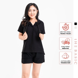 Bộ thể thao hoodie nữ The Basic chất cotton da cá năng động, trẻ trung