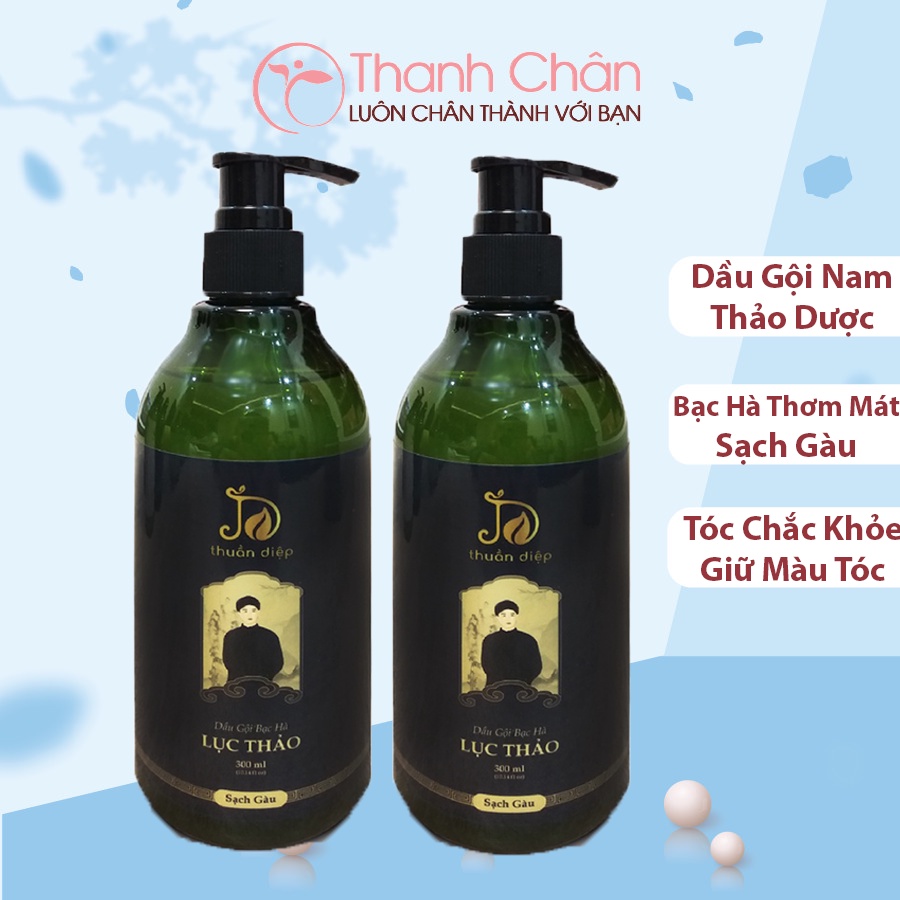 Dầu gội Bạc Hà Lục Thảo Thuần Diệp cho nam sạch gàu, phồng tóc, thơm mát 300ml