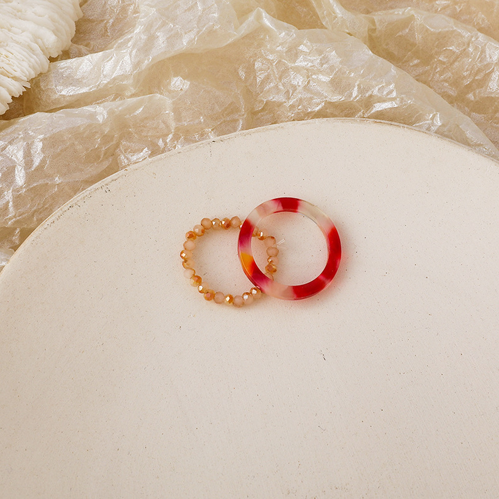 Set 2 Nhẫn Nhựa Họa Tiết Da Báo Đính Đá Thời Trang Dành Cho Nữ