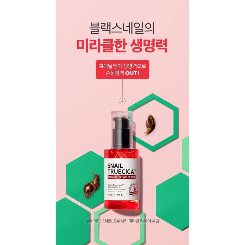 (Có Sẵn)Tinh Chất Hỗ Trợ Mờ Sẹo Mụn Snail TrueCica Miracle Repair Serum Some By Mi