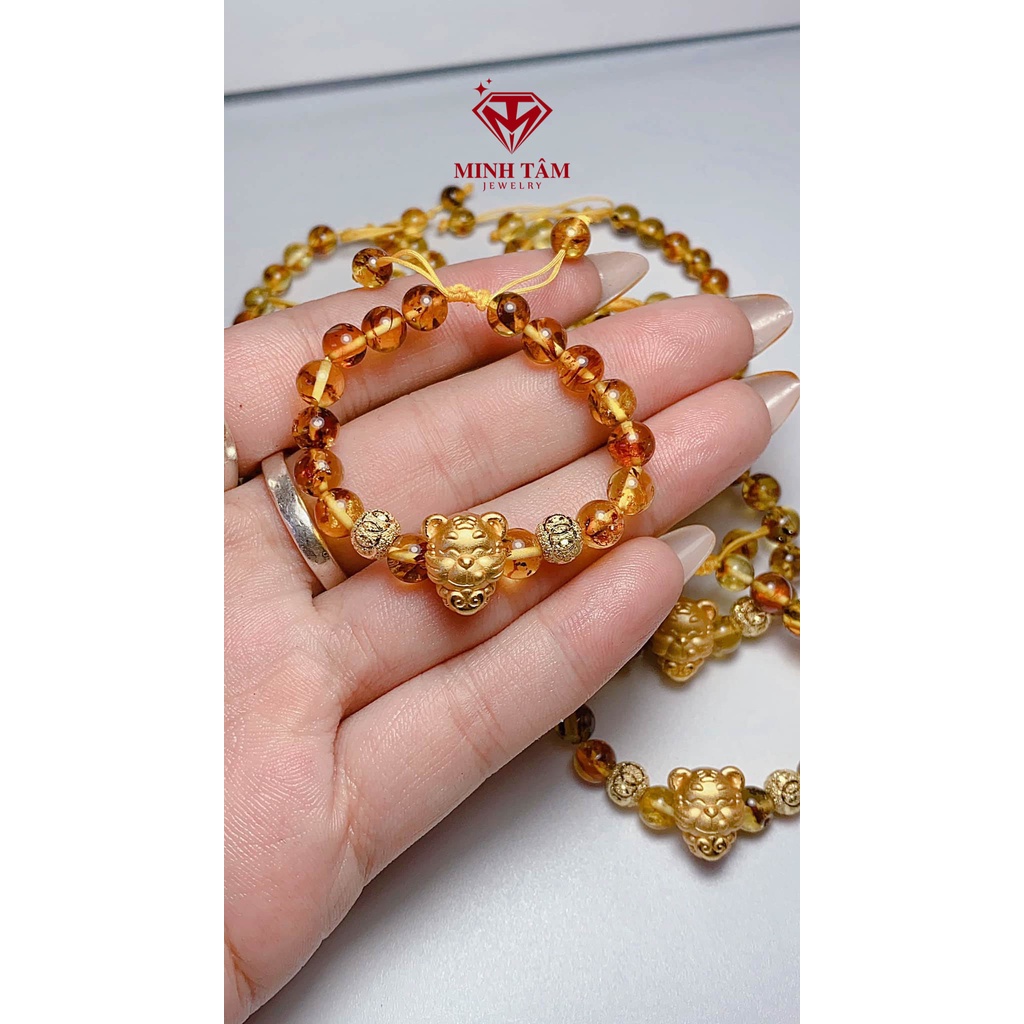 Vòng tay hổ #phách con giáp Hổ bạc xi vàng mẫu mới Nhâm Dần 2022-Minh Tâm Jewelry